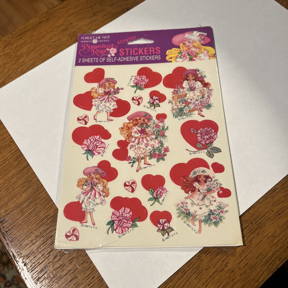 Vintage NOS American Greetings Forget Me Not Peppermint Rose Scented Stickers