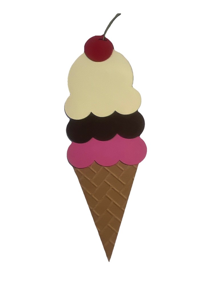 Ice Cream Cone Paper Piece Die Cut Handmade For Scrapbooking & Card Making