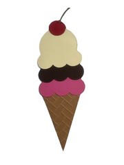 Ice Cream Cone Paper Piece Die Cut Handmade For Scrapbooking & Card Making