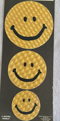 Vintage Set of 3 Yellow Smiley Face Stickers (4.5,3.5 and 2.5 ) Diameter