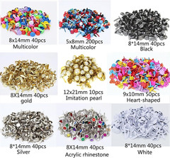 1Box(500Pcs) Multiple Styles Metal Brads Kit Mixed Color and Size Paper Fastener