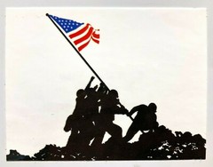 Raising the Flag on Iwo Jima Stickers Lot of 3 Vend Mach Decal American USA Flag