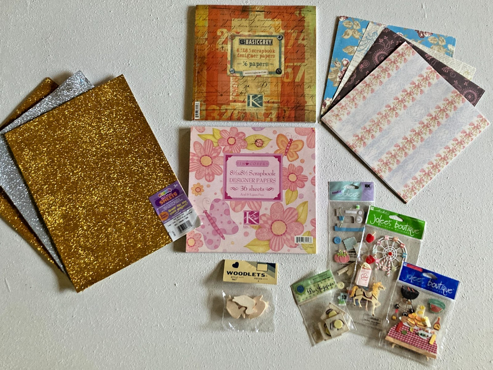 Craft Lot Supplies – Paper, Glitter Sheets, Stickers, Wood Ducks