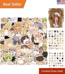 100 Pcs Kawaii Cat Stickers Pack for Kids Girls Boys Adults | Cute Cartoon Ki…