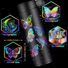 100pcs Butterfly Holographic Stickers Decorative Waterproof Adhesive Decals