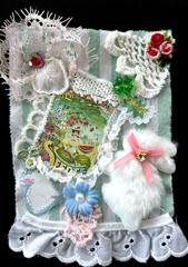 #6 Art Collage Snippet Cluster Seeds Girl White Bunny Crochet Lace Handmad Album