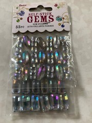 DARICE SELF-STICK GEMS TWO SHEETS CLEAR GEMSTONE MULTI-DESIGNS-SIZES 55PCS