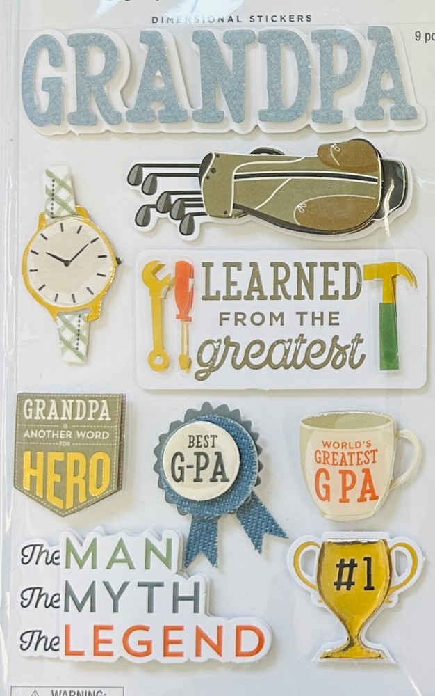 Greatest Grandpa G-Pa Family 3D Stickers Planner Crafts Father’s Day Scrapbook