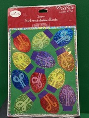 Vintage Hallmark Stickers Christmas Glitter Lights Super Stickers 1 Sheet New