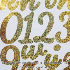 12 Sheets 1.5 Inch Glitter Letter Number Stickers, Self-Adhesive Vinyl Sparkle A