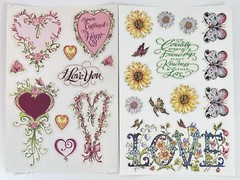 Vintage PSX Designs Stickers SET of 2 Sheets 4″X6″ Heart/Butterfly/Love NEW