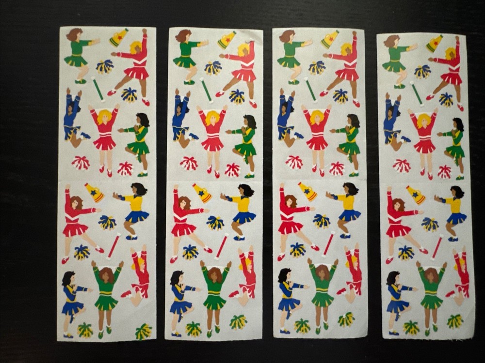 Vintage Mrs Grossman’s Girl’s Cheerleading Cheer Stickers 4 Sheets