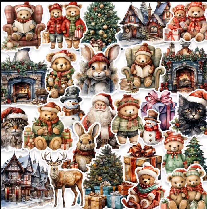 10pcs Christmas #2 Stickers- Scrapbook, Journal, DIY Crafts & Cards