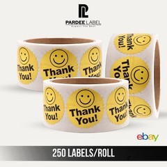 Gold Thank You Smile Starburst Stickers 2″ Foil 250/Roll Labels