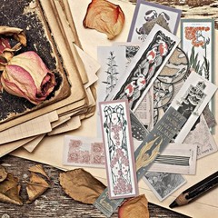 DIY Vintage Washi Stickers – 120 Antique Floral & Book Decals for Paper Crafts