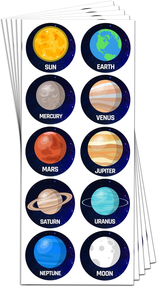 40 Sheets Space Planet Stickers Set – 400 Stickers, 1.5 Inch Size