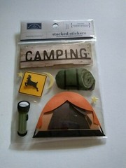 Craft Stickers KF 3D Camping Tent Flashlight Sleeping Bag Stars Moon Deer Xing