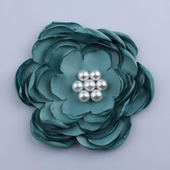 50PCS 9.2CM Fashion Burned Satin Fabric Flowers With Bead For Clothes Accessory