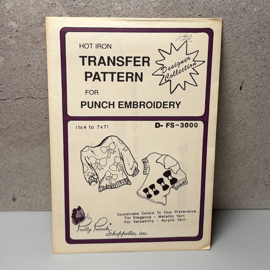 VTG MCM Transfer Pattern Hot Iron On Punch Embroidery Needle Point Bows 1980s