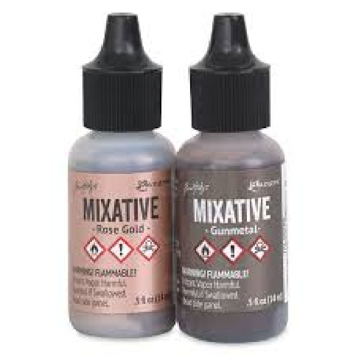RANGER DISTRESS MIXATIVES -2 COLORS ROSE GOLD, GUN METAL – 2 PKGS TOTAL 4 BOTTLE