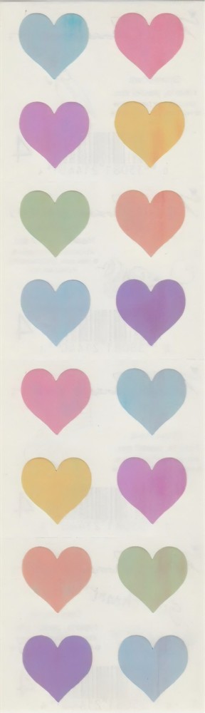 Mrs Grossman OPAL MULTI PASTEL HEARTS Stickers Rare Vintage 1984
