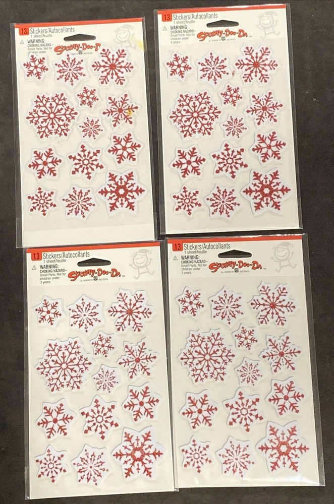 American Greetings Foam Red Glitter Snowflake Stickers Stickety-Doo-Da 4 Packs