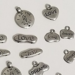 Lot Silver Tone Metal Inspiration Word Charm Love Live Dream Laugh Joy Believe-A