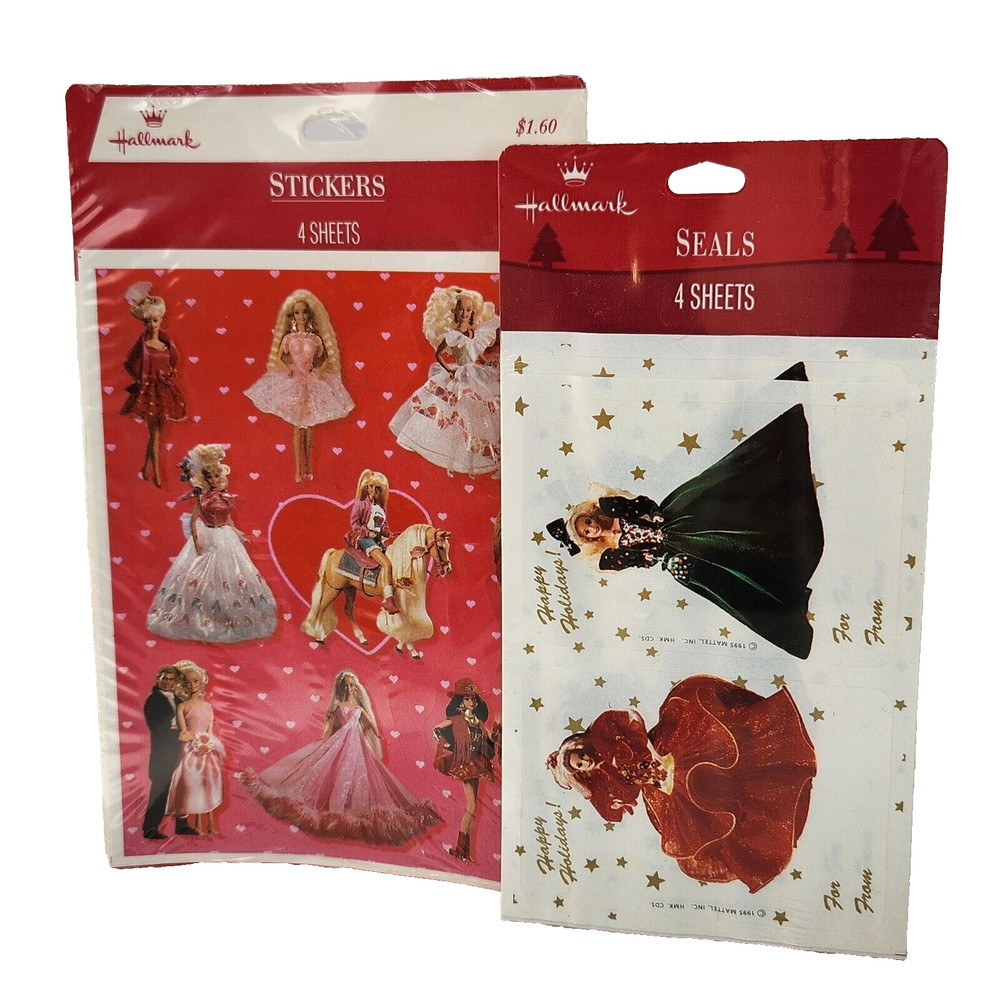 VINTAGE 1990’s BARBIE DOLL STICKERS HOLIDAY 2 NEW SEALED IN PACKAGE SHEETS