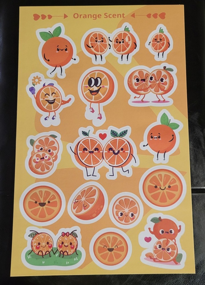 scratch and sniff stickers sheet NEW sheet HORIECHALY Orange scent