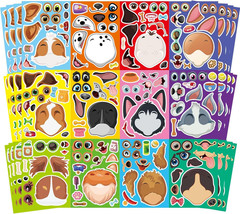 48 Sheets Dog Stickers,Make a Face Stickers for Kids, Make Your Own Dog Sticker,