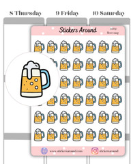 Beer Mug Planner Sticker, Alcohol Drink Sticker, Calendar & Bullet Journal