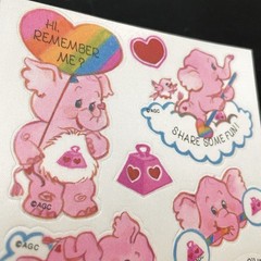 Vtg 80s RARE Care Bear Cousins Satin Fabric Sticker Sheets American Greetings