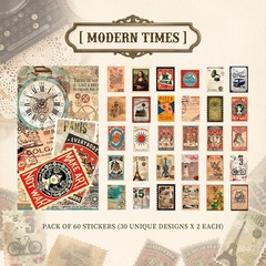60pcs Vintage Postage Stamp Stickers, Aesthetic Modern Deco Paper Sticker for…