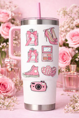Pink Aesthetic | Cute Girly Stickers | Fashion & Beauty Sticker Set – 14 Piece
