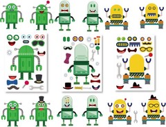 24 Sheets Make Your Own Robot Stickers Make A Face Stickers for Kids Toddlers wi