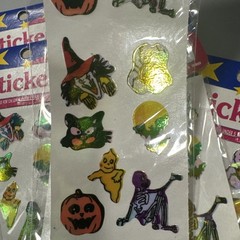 Lot Of 13 Sheets Of Vintage 80s 90s Halloween Stickers Shiny Holographic