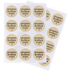 Market Stall Labels «Handmade Loveliness Inside» Stickers Brown Heart 24 Pack
