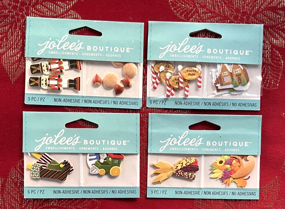 LOT OF 4 JOLEE’S SMALL EMBELLISHMENTS CHRISTMAS THANKSGIVING – Free Shipping
