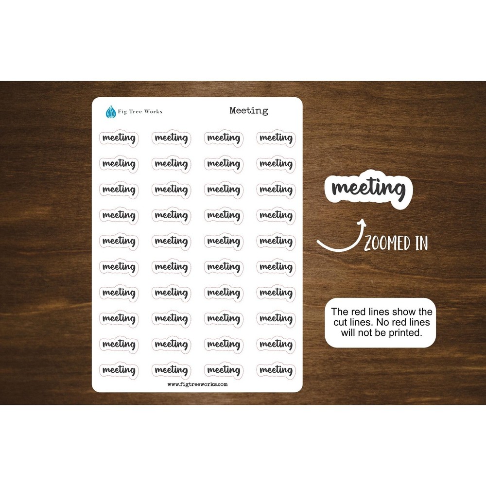 Meeting Text Script Stickers for Calendars and Planners | Mini Scripts