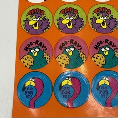 Vintage Stickers Scratch N Sniff Orange 3M 1990 HT-869 Bird Peacock Owl Penguin
