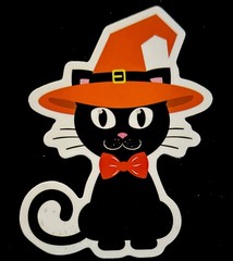 HALLOWEEN KITTY STICKER✨🍬👻🐈‍⬛🎃🍭✨3” X 2 1/4”✨GLOSSY✨ Trick Or Treat✨🧡🖤✨💫