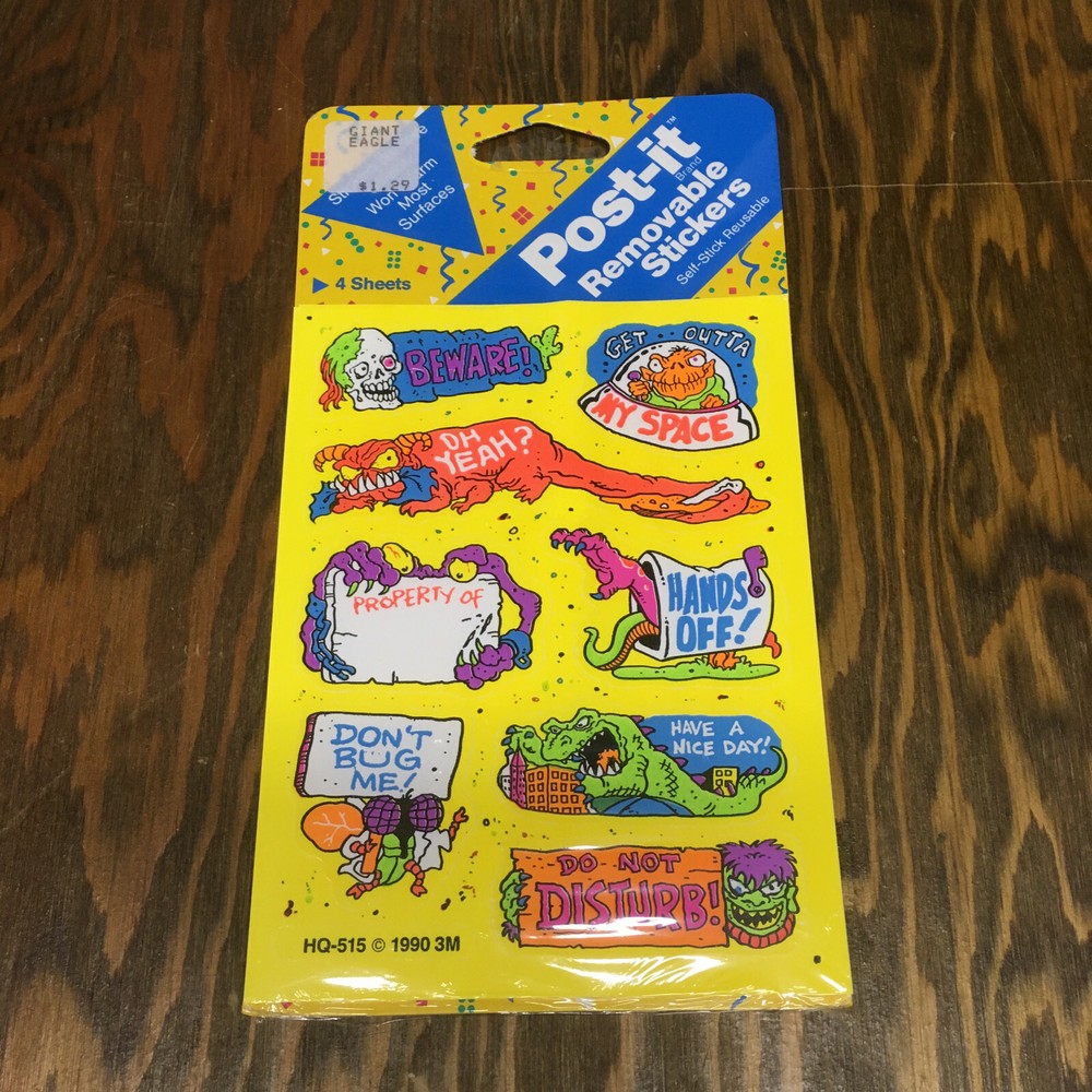 Vintage post it neon color monster stickers in sealed package 3M
