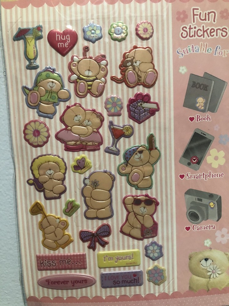 Forever Friends Bear Costume Party Puffy Sticker Sheet Scrapbook Diary Rare Htf