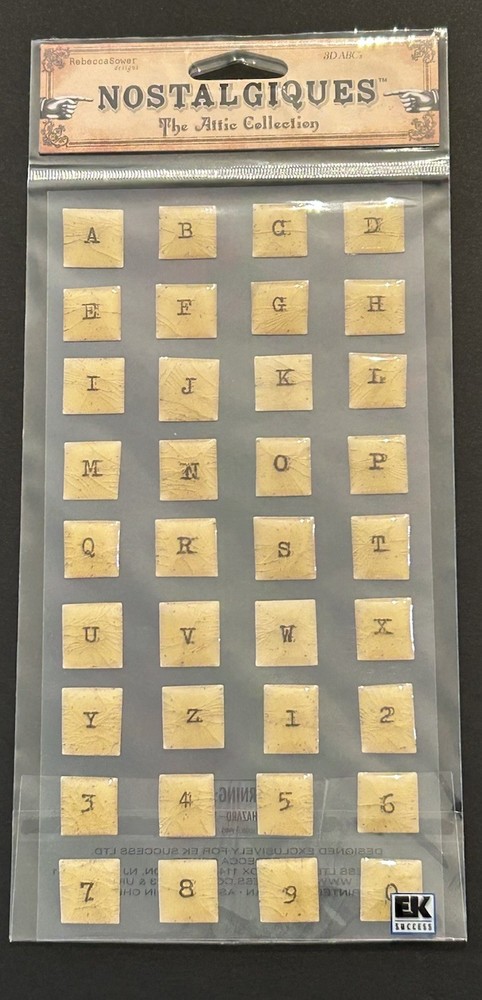 NEW Nostalgiques CRACKED GLASS ALPHABET & NUMBER Stickers Rebecca Sower