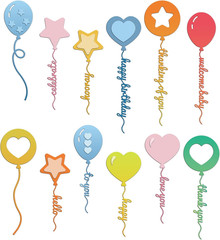 26PCS Word Balloons Die Cuts Love You Valentine Metal Cutting Dies Happy Birthda