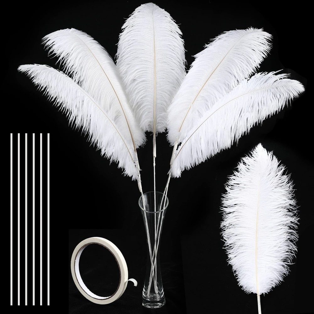 Soarer White Large Ostrich Feathers – 10Pcs 34inch Making Kit Extra Large Ost…