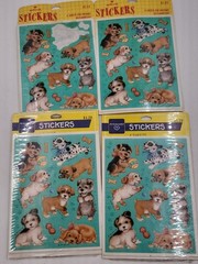 Vintage Stickers Hallmark Dogs Puppies Sticker Pack NOS 14 New Sheet, 1 Partial