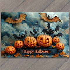 STICKER Halloween Theme Jack-O-Lanterns Bats Autumn Leaves Happy Pumpkins