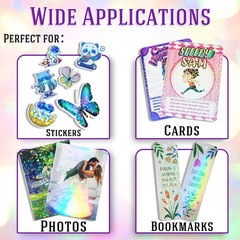 24 Sheets A4 Holographic Paper Sticker Transparent Waterproof Self Adhesive Film