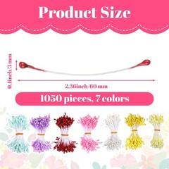 Matwsec 1050 Pcs 3mm Flower Stamens, Pistil Matt Pearl Stamen Small, Colorful
